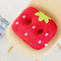 椅子 靠垫办公室座椅靠背垫护腰枕汽车抱枕腰垫孕妇靠枕 大红草莓双孔坐垫 均码