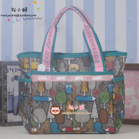 小清新新款潮女包手提包韩国可爱印花包防水包包单肩包女休闲 乳白色 灰底挪威 (W49)