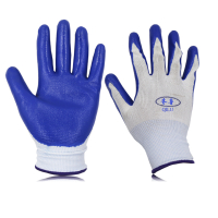 新款齐鲁胶片牛朗星劳保防割防滑工地专 耐磨 橡胶手套 齐鲁蓝色丁晴12双/打 L