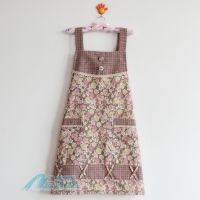 围裙棉质韩版时尚可爱公主防污家居服田园简约反穿衣罩厨房 园艺玫瑰茶色围裙