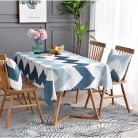 桌布防水防油防烫免洗北欧茶几餐桌桌布书桌ins学生台布pvc桌垫网 大水波纹-蓝(布艺) 微波炉盖巾活动(尺寸可定做)