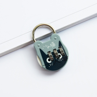 密码锁少女学生儿童多功能迷你可爱宿舍办公室柜子行李箱防盗挂锁 银色 灰色黑猫头