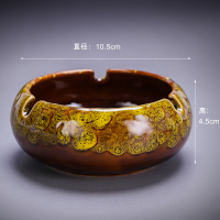 陶瓷防飞灰烟灰缸 大小号 创意个性潮流时尚北欧家用客厅摆件特价 柠檬黄窑变烟缸(小号)