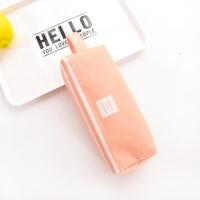 大容量笔袋简约少女韩国ins小众小学生初中高中生可爱铅笔文具盒 粉底白线