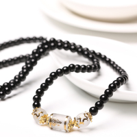 黑曜石手链韩版潮佛珠多圈手串男士款女饰品情侣学生礼物水晶饰品 6mm生肖鼠