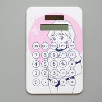 迷你学生办公用财务超薄计算机超小便携卡片式小型太阳能计算器 花色 少女
