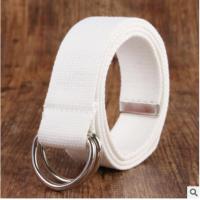 帆布腰带男皮带青少年韩版潮流双环扣学生牛仔裤带简约休闲男女潮 双环 白色 110cm