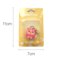 迷你密码锁旅行行李箱背包锁头学生宿舍抽屉柜子门防盗小挂锁卡通 红色猫头鹰-钥匙锁