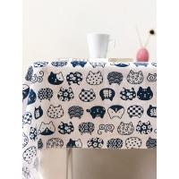 棉麻桌布布艺复古日式和风布料书桌茶几电视柜ins 学生北欧餐桌垫 白猫 100*150cm不带锁边