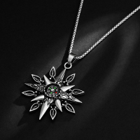 韩版项链男女潮嘻哈简约十字架复古学生钛钢吊坠个性霸帅气挂饰品 浅灰色 #太阳指南针项链