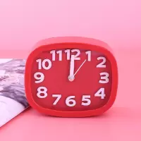 闹钟学生用静音可爱女创意北欧简约个性儿童卧室宿舍床头钟小闹铃 方形红色