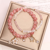 水晶手链手串女韩版简约学生森系闺蜜手环姐妹手圈多元素手镯饰品 1号款 五角星镶钻草莓晶