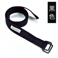 帆布腰带男士皮带青年学生韩版双环扣牛仔裤带简约港风布带男女潮 黑色(帆布双环) 110cm