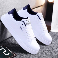 小白鞋男百搭休闲鞋潮鞋板鞋男鞋男士透气2021鞋子男夏季新款单鞋 8613白黑色 39 [小白鞋偏小一码]