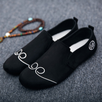 春秋季豆豆鞋男士休闲鞋韩版潮懒人帆布鞋透气一脚蹬学生社会鞋子 d79黑色 39