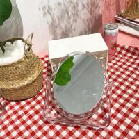 少女心简约透明双面镜学生宿舍桌面化妆镜可爱ins爱心补妆镜子女 透明桌面镜 圆形