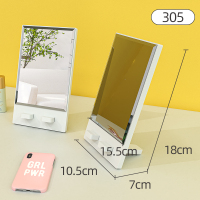 镜子化妆镜台式便携随身高清学生宿舍大号桌面梳妆镜化妆品收纳盒 305（破碎免费补发）