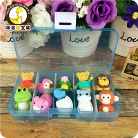 六一儿童礼物学生奖品韩国创意文具批发可爱动物橡皮擦套装大礼包 10款动物盒装