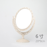 双面化妆镜子台式梳妆便携公主镜宿舍欧式女学生书桌化妆随身创意 欧式双面镜椭圆[6寸]