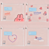 [4个]韩版拉链袋A4透明文件袋档案袋韩国小清新初中资料袋A5塑料票据收纳袋文具学生用防水卡通可爱女简约 A5么么兔[4