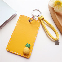 可爱校园卡多卡位饭卡学生门禁地铁公交卡套卡包钥匙扣小熊挂件 菠萝 黄绳