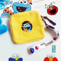 韩国ins零钱包女迷你卡通可爱帆布艺小钱包学生硬币钥匙包 {黄色}甜饼怪