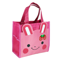 防水卡通学生饭盒袋儿童手拎带饭手提袋饭袋子饭盒包便当包午餐包 草莓兔