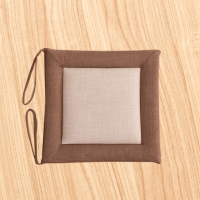 亚麻蒲团方形学生坐垫榻榻米办公椅可拆洗餐厅电脑椅子日式软坐垫 咖边米面 40*40厚度4cm