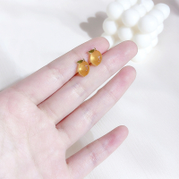 夏天清新百搭柠檬耳钉2020年新款潮简约女小巧耳夹无耳洞学生耳饰 1#塑料耳针一对 （防过敏）