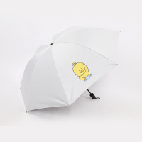 手动小黄鸭雨伞女学生防晒防紫外线伞晴雨两用折叠太阳伞男遮阳伞 小黄鸭白色(黑胶款) 半穿 99cm