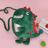 可爱卡通小包包毛绒斜挎包少女心马嘉祺同款迷你学生牛油果手机包 大牙恐龙-双拉链