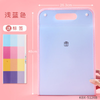 a4手提式书夹子试卷夹多层学生初中高中大容量试卷袋少女心可爱小清新卡通风琴包科目分类文件夹纳袋整理神器 浅蓝色(送标签)