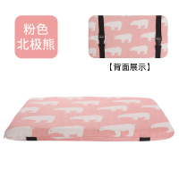 夏天棉麻透气坐垫学生夏季教室椅子座垫记忆棉椅垫学校凳子屁垫子 粉色北极熊 35X24cm(棉麻防滑+双搭扣)