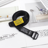 余文乐工装裤帆布腰带男潮学生个性ins风牛仔裤百搭年轻人皮带女 黑色(黄标) 2.5cm宽 123cm