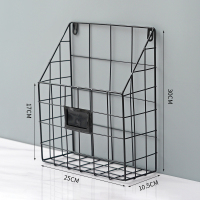 杂志报刊简约时尚书桌台壁挂悬架墙上置物架创意北欧ins铁艺书架 黑色书包架 1层