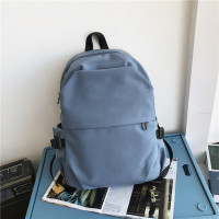 电脑包14寸女大容量简约双肩包女大学生上课包日系书包学院风背包 蓝色[不带挂件]