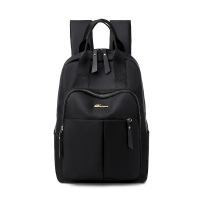 双肩包女2021新款时尚百搭大容量电脑包商务牛津布旅行背包女书包 黑色-送手拿包