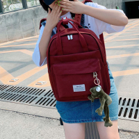 大容量书包女韩版高中森系可爱简约日系双肩包女学生ins校园原宿 黑色 小号 不带蛙哥 放14寸电脑