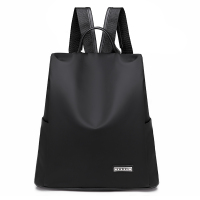 双肩包女士2021新款潮韩版百搭时尚书包休闲旅行防盗牛津帆布背包 黑色