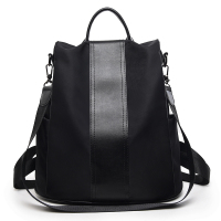 双肩包女2021新款韩版潮书包百搭防盗牛津布帆布背包女士旅行包包 黑色