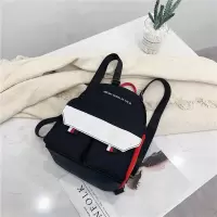 夏季个性包包女包新款2021小清新韩版百搭学生书包帆布包双肩背包 黑色