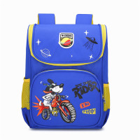 小学生书包男女童2021新款一二三年级减负护脊超轻卡通可爱恐龙包 蓝色摩托车