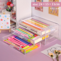 书桌收纳置物架亚克力收纳笔桌面整理神器学生用品抽屉式课桌笔筒 [大号]三层抽屉