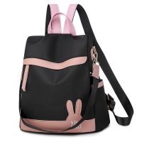 两用2021新款牛津布双肩包女韩版时尚休闲双肩包帆布背包书包女包 黑色送镜子香囊运费保险