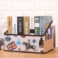 加厚防水学生书本收纳盒无纺布桌面整理篮笔筒课桌开学收纳神器 米字旗(升级加厚款)