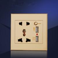 86暗装墙壁开关五孔双USB电源插座 白色金色面板智能手机充电插座 香槟金1