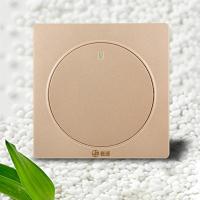 [极浦]86型明装圆形开关插座家用香槟金超薄明线双控二三极插座 一开双控