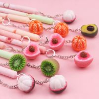 创意可爱吊坠笔少女心好看中性笔闺蜜笔学生高颜值0.5黑色笔 仿真水果2支+10支笔芯