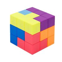儿童益智磁力魔方玩具拼装插积木造型鲁班索玛立方块学生科教玩具 【实色】送54张卡片