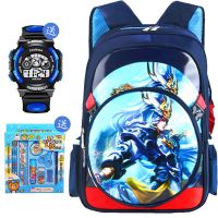 书包男小学生卡通书包1-3-6年级学生书包男儿童减负护脊轻便书包 深蓝色白龙吟+单肩包 赠水杯+文具